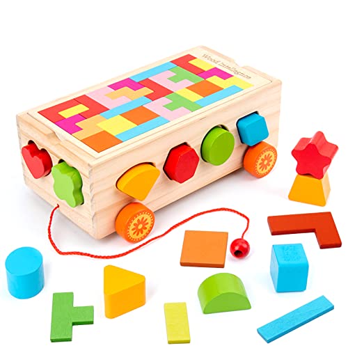 HUYIWEI Montessori Spielzeug für 1 2 3 4 5 6 Jahre Kleinkinder | Montessori Holzspielzeug Sortierspiel Tetris Holzpuzzle | Lernspielzeug Geschenk für Kinder Kleinkind ab 1 2 3 4 5 6 Jahr von HUYIWEI