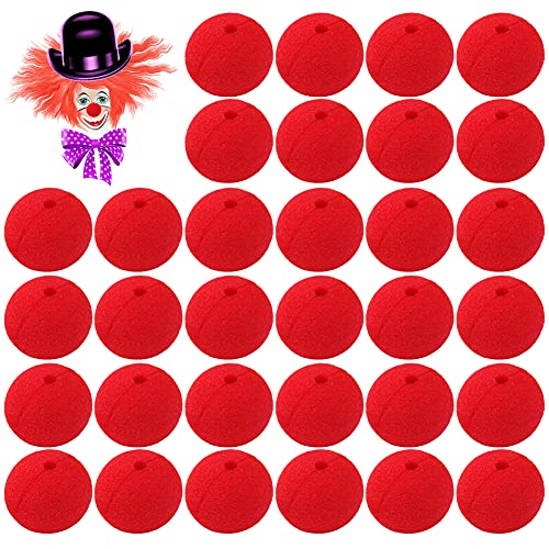 HUYIWEI Rot Clown Nase,30PCS Clown Nase,Rot Schwamm Nasen,Tag der roten Nase, Familienfest, Zirkus, Tanzparty, Rudolph-Rentier-Nase und Halloween(ungefähr 50mm im Durchmesser) von HUYIWEI