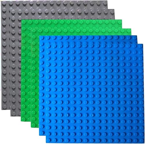 Große Bauplatte 25.5 * 25.5cm, Grundplatte für DUPLO Sets, Konstruktion, Grüne Blaue Graue Grundplatte(6 Stück) von HUYIYI