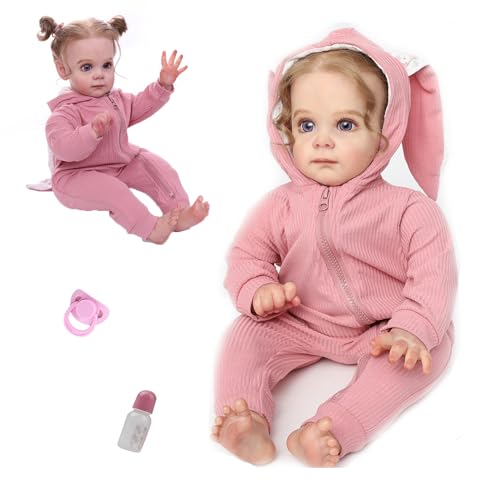 HUYRP Reborn Puppe 24 Zoll - 60cm Neugeborenes Baby Mädchen Puppen Vinyl Baby Puppe Baumwolle Körper Sieht aus wie eine echte Puppe Neugeborenes Baby Puppe Brithday Geschenk von HUYRP