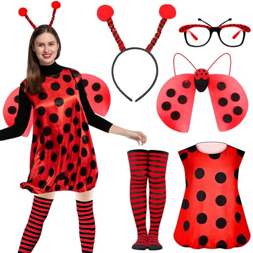 5 Stück Marienkäfer Kostüm Damen Faschingskostüm Marienkäfer Kostüm Erwachsene Marienkäfer Haarreif Marienkäfer Flügel Zubehör Karneval Kostüm Marienkäfer Damen Kostüm Rot Marienkäfer Kostüm Set (L) 5 Stück Marienkäfer Kostüm Damen Faschingskostüm Marienkäfer Kostüm Erwachsene Marienkäfer Haarreif Marienkäfer Flügel Zubehör Karneval Kostüm Marienkäfer Damen Kostüm Rot Marienkäfer Kostüm Set (L) von HVIERO