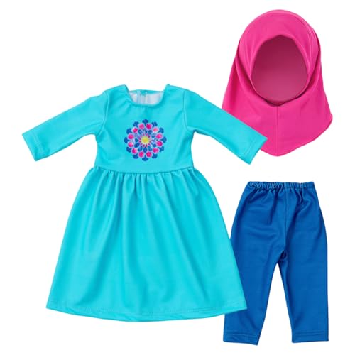 HVRFJXI Stilvolle Farbenfrohe Hijab Pyjama Für 18 Zoll Mädchen Puppen Kleid Tragen Puppen Kleidung Mädchen Puppen Pyjama Bunte Kopfbedeckung von HVRFJXI