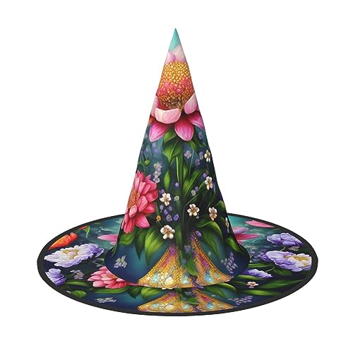 HVTTIOR Blumen-Diamant-Malerei-Druck, vielseitiger Karneval, Halloween, Hut für Themen-Cosplay, Maskerade, Urlaub, Dekor-Hut von HVTTIOR