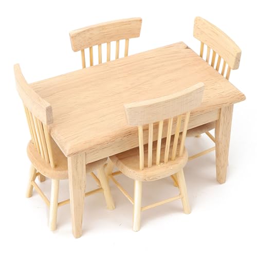 Puppenschrank Schreibtisch und Stuhl Spielzeug 20×10×7:12 Puppenschrank Miniatur-Simulierter Schreibtischstuhl Möbel Modell Spielzeug Zubehör Schreibtischstuhl Set Miure Spielzeug (Tisch und Stuhl Set von HWGING
