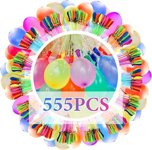 555 Stück Wasserbomben Selbstschließen, Schnell Befüllbarer Wasserbombems mit 4 Wasserhahn Anschluss, Bunt Wasserballons Set, Wasserbomben Luftballons, für Strände, Poolparty, Sommer Party von HWJPDMBD