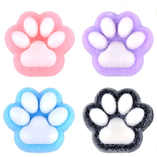 Squishy Cat Paw, 4 Pcs Squishy Katze Pfote, Cat Paw Squeeze Toy, Sensorisches Spielzeug Pfoten, Katzenpfoten Squishy Toy, Süße Katzenpfoten Stressabbau Fidget Toys für Kinder und Erwachsene (B) von HWJPDMBD