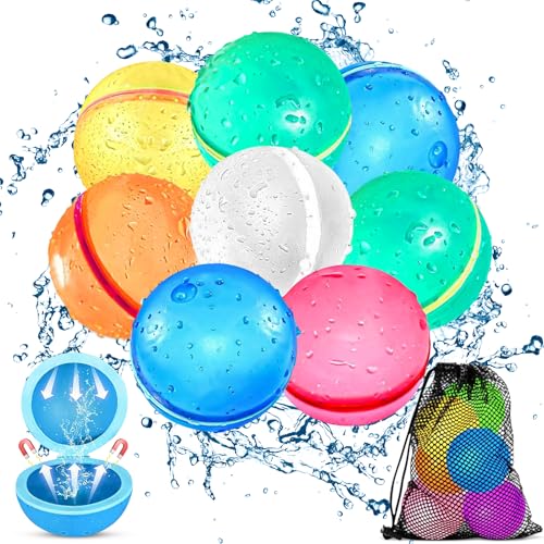 Wiederverwendbare Wasserbomben, 8 Stück Wasserbomben Selbstschließend mit Netzbeutel, Silikon Wasserbomben Selbstschließend Wiederverwendba für Wasserspielzeug Pool Spielzeug Strandspielzeug Wiederverwendbare Wasserbomben, 8 Stück Wasserbomben Selbstschließend mit Netzbeutel, Silikon Wasserbomben Selbstschließend Wiederverwendba für Wasserspielzeug Pool Spielzeug Strandspielzeug von HWJPDMBD