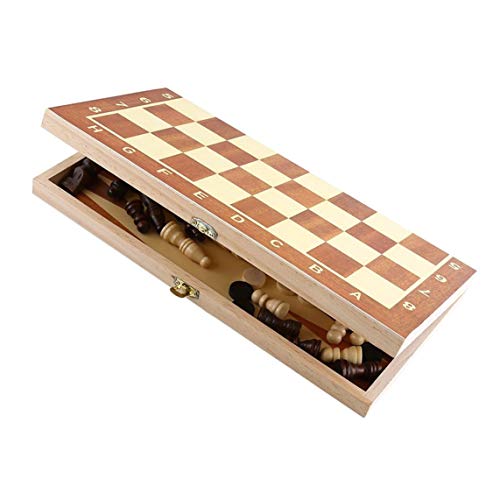 Internationales Schach, Schach Dame und Backgammon aus Holz, 3 in 1 Chess und Checkers und Backgammon, tragbares faltbares Brettspiel (34 cm) von HWSRL