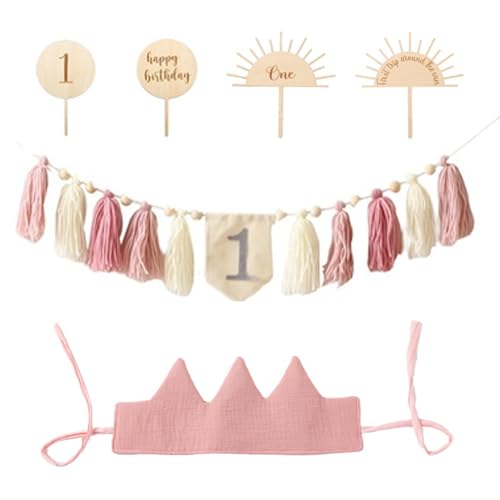 Erste Geburtstagsdekorationen mit Hochstuhl Banner, Geburtstagshut und Accessoires, Baby Girl Boy Erste Geburtstagsdekoration für Party, Foto -Requisiten, Stil 1, erste Geburtstagsdekorationen Erste Geburtstagsdekorationen mit Hochstuhl Banner, Geburtstagshut und Accessoires, Baby Girl Boy Erste Geburtstagsdekoration für Party, Foto -Requisiten, Stil 1, erste Geburtstagsdekorationen von HWXZUUO