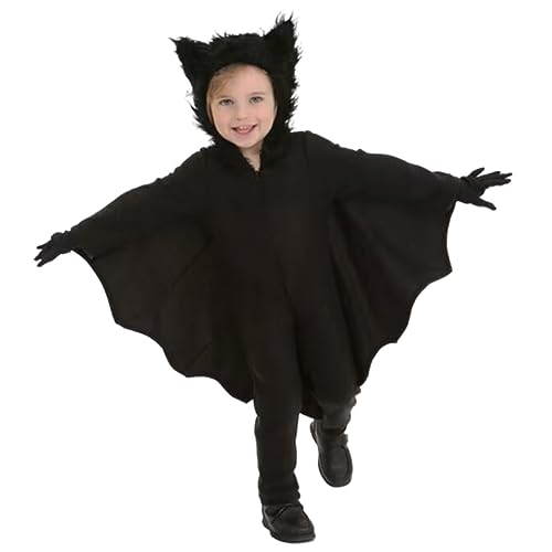 HWXZUUO Fledermauskostüm für Kinder 5-6 Jahre alte Kostüm Kids Hooded BAT atmungsaktives integriertes Zipper Halloween Kostüme mit Handschuhen für Jungen Mädchen für Höhe 41, 3-45, 3 Zoll s von HWXZUUO