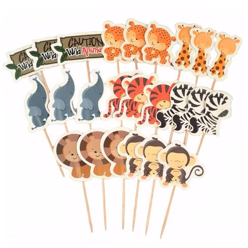 Tierkuchen -Topper, 96pcs 8 Stile Babyparty Cupcake Topper, Doppelseite Animal Cupcake, für Geburtstagsfeier Hochzeit Jubiläum Vorräte Kuchen von HWXZUUO