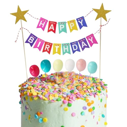 Tortendeko Geburtstag Happy Birthday Kuchen Topper Bunting Set Regenbogen Cake Topper mit 6 Stück Mini Bunte Ballon für Kinder Mädchen Tortendeko Geburtstag Happy Birthday Kuchen Topper Bunting Set Regenbogen Cake Topper mit 6 Stück Mini Bunte Ballon für Kinder Mädchen von HXHWKEN