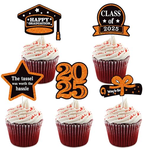 Cupcake-Aufsätze, Kuchendekoration, Abschlussfeier, Kuchenzubehör, Papierstruktur für Partys, Feiern, 5 Stück Cupcake-Aufsätze, Kuchendekoration, Abschlussfeier, Kuchenzubehör, Papierstruktur für Partys, Feiern, 5 Stück von HXNH