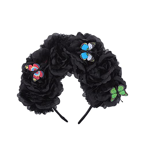 HXNH Halloween-Haarreif mit mexikanischen Blumen, Schmetterlinge, Dekoration, Party-Kostüm, Zubehör, Tag der Toten, Kopfschmuck, 10,2 cm Blume HXNH Halloween-Haarreif mit mexikanischen Blumen, Schmetterlinge, Dekoration, Party-Kostüm, Zubehör, Tag der Toten, Kopfschmuck, 10,2 cm Blume von HXNH
