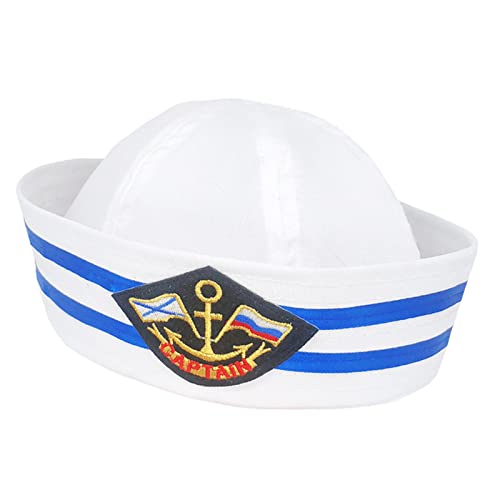 HXNH Matrosen-Schiffskapitän weißer Hut für Erwachsene und Kinder, Marineblau, Meeresbootfahren, Party, Cosplay-Outfit HXNH Matrosen-Schiffskapitän weißer Hut für Erwachsene und Kinder, Marineblau, Meeresbootfahren, Party, Cosplay-Outfit von HXNH