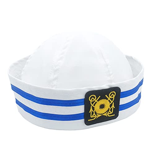 HXNH Matrosen-Schiffskapitän weißer Hut für Erwachsene und Kinder, Marineblau, Meeresbootfahren, Party, Cosplay-Outfit HXNH Matrosen-Schiffskapitän weißer Hut für Erwachsene und Kinder, Marineblau, Meeresbootfahren, Party, Cosplay-Outfit von HXNH