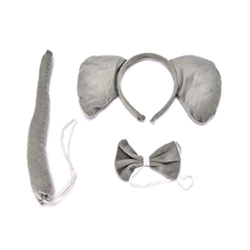 HXNH Tierkostüm-Set für Kinder, Erwachsene, groß, Elefantenohren, Stirnband, Fliege, langer Schwanz, H HXNH Tierkostüm-Set für Kinder, Erwachsene, groß, Elefantenohren, Stirnband, Fliege, langer Schwanz, H von HXNH
