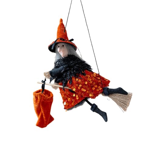 Halloween-Hexenhut und Besen-Set, stabiles Flanell-Kostüm-Zubehör für Mottopartys und Dekorationen, benutzerfreundliches Hexenhut-Set von HXNH