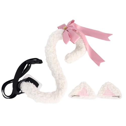 Katzenohren und -schwanz, Set für Cosplay, Halloween, Tierohren, Haarspange mit Schwanz, Tierfüchse, Wolfskatzen, Kostüm, Erwachsene, Kinder, Plüsch und Stirnband und Plüsch-Kostüm-Zubehör-Sets von HXNH
