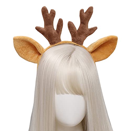 Plüsch-Hirschohren, Stirnbänder, pelziges Rehkitz, Horn, Kopfbedeckung, Geweih, Haarreif für Weihnachten, Kopfschmuck, Kostümparty, Zubehör Plüsch-Hirschohren, Stirnbänder, pelziges Rehkitz, Horn, Kopfbedeckung, Geweih, Haarreif für Weihnachten, Kopfschmuck, Kostümparty, Zubehör von HXNH