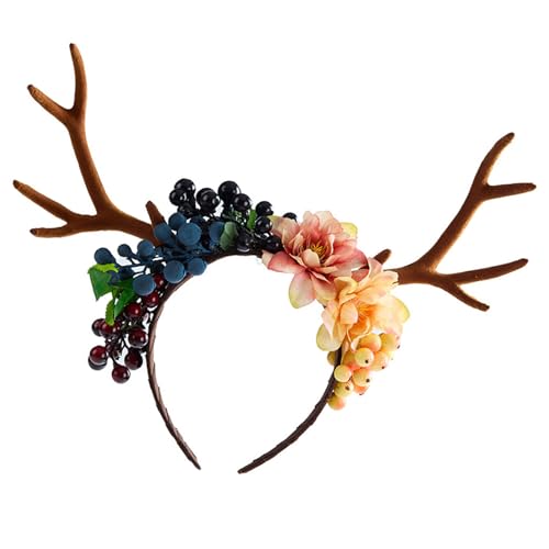 Verstellbares Punk-Blumen-Haarband mit realistischen Hirschohren, Haarschmuck für Cosplays, Festivals, Events, Gothic-Haarschmuck für Cosplays, LARP von HXNH