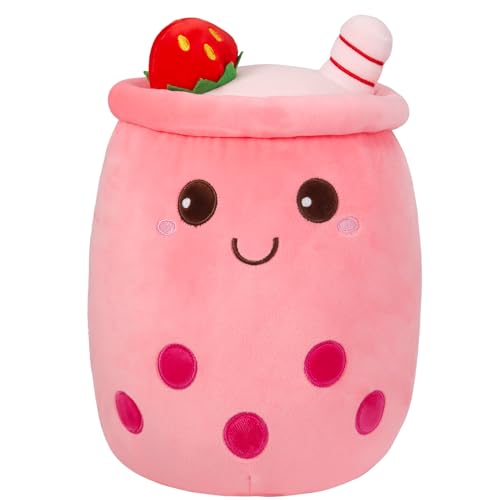 HXPLN Bubble Tea Kuscheltier 35cm, Kawaii Plüschtier, Kissen Süße Plüschtiere für Mädchen und Jungen, PlüSch Spielzeug für Kinder Erwachsene (Rosa) von HXPLN