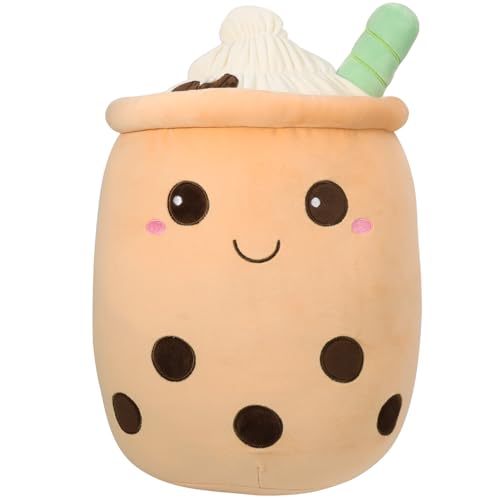 HXPLN Bubble Tea Kuscheltier 50cm, Kawaii Bubble Tea Plüschtier, Bubble Tea Kissen Süße Plüschtiere für Mädchen und Jungen, PlüSch Spielzeug für Kinder Erwachsene (Braun) von HXPLN