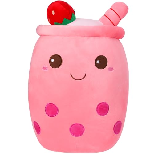 HXPLN Bubble Tea Kuscheltier 50cm, Kawaii Bubble Tea Plüschtier, Bubble Tea Kissen Süße Plüschtiere für Mädchen und Jungen, PlüSch Spielzeug für Kinder Erwachsene (Rosa) von HXPLN