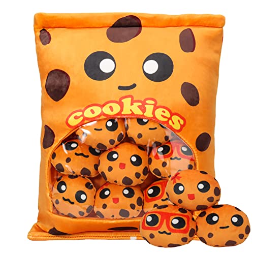 HXPLN Cookie Plüsch Kissen, Abnehmbare Cheesy Plüsch Spielzeug, Pudding Cheesy Kissen, Tasche mit Cookie Plüsch, Niedliche Cookie Dekoration Geschenk für Jugendliche, Kinder (8 Orange Cookies) von HXPLN