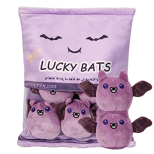 HXPLN Fledermaus Plüsch Kissen, Abnehmbare Spielzeug, Pudding Kissen, Niedliche Dekoration Geschenk für Jugendliche, Mädchen, Kinder (5 Lila) von HXPLN