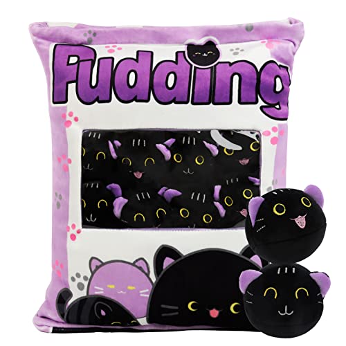 HXPLN Schwarze Katze Plüsch Kissen, Abnehmbare Plüsch Spielzeug, Pudding Katze, Snack Kissen, Niedliche Dekoration Geschenk für Jugendliche, Kinder (8 Lila Kätzchen) HXPLN Schwarze Katze Plüsch Kissen, Abnehmbare Plüsch Spielzeug, Pudding Katze, Snack Kissen, Niedliche Dekoration Geschenk für Jugendliche, Kinder (8 Lila Kätzchen) von HXPLN
