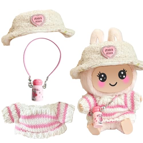 Niedliche Mini Plüsch Puppen Kleidung Outfit nur Bekleidungs zubehör,Mini Plüsch Puppen Kleidung Outfit,3 Stück Set 17cm Puppe Kleidung DIY Outfit,Geschenke für Jungen und Mädchen (A) von HXRCDFJY
