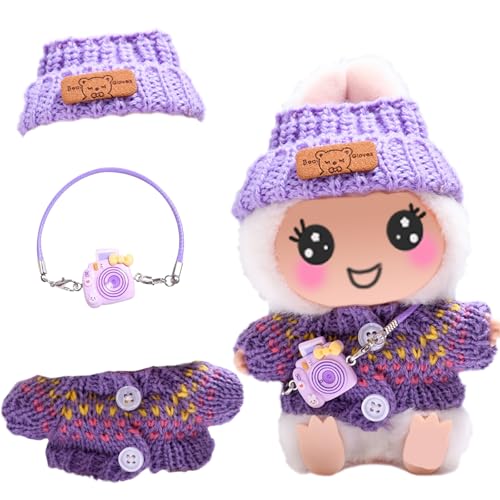 Niedliche Mini Plüsch Puppen Kleidung Outfit nur Bekleidungs zubehör,Mini Plüsch Puppen Kleidung Outfit,3 Stück Set 17cm Puppe Kleidung DIY Outfit,Geschenke für Jungen und Mädchen (B) von HXRCDFJY