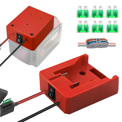 2 Stück Power Wheel Adapter für Milwaukee M18 18V Lithium Akkus, Dock Stromanschluss mit 14AWG Sicherung und Schalter, Akku Adapter für RC Auto Heimwerker Robotik 2 Stück Power Wheel Adapter für Milwaukee M18 18V Lithium Akkus, Dock Stromanschluss mit 14AWG Sicherung und Schalter, Akku Adapter für RC Auto Heimwerker Robotik von HXTMOJU