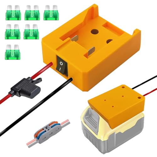 2 Stück Power Wheel Adapters für DeWalt 20V Lithium Akkus, Dock Stromanschluss mit 14AWG Sicherung und Schalter, Akku Adapter für RC Auto Heimwerker Robotik 2 Stück Power Wheel Adapters für DeWalt 20V Lithium Akkus, Dock Stromanschluss mit 14AWG Sicherung und Schalter, Akku Adapter für RC Auto Heimwerker Robotik von HXTMOJU