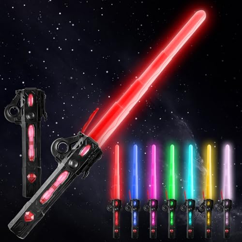 HXUING Laserschwert Kinder, Duell Lichtschwert RGB 7 Farben LED Lightsaber Einziehbares Laserschwert Kinder Light Saber mit Licht und Sound, Cosplay Spielzeug für Kinder Geschenk HXUING Laserschwert Kinder, Duell Lichtschwert RGB 7 Farben LED Lightsaber Einziehbares Laserschwert Kinder Light Saber mit Licht und Sound, Cosplay Spielzeug für Kinder Geschenk von HXUING