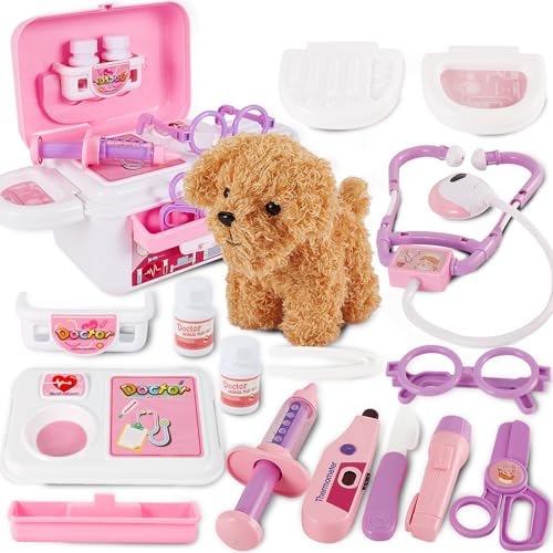 HYAKIDS Tierarztkoffer Tierarzt Spielzeug Arztkoffer Kinder, Doktorkoffer Kinder mit Hund Spielzeug, Tierarzt Spielset Rollenspiel Spielzeug für Mädchen Junge ab 3 Jahre HYAKIDS Tierarztkoffer Tierarzt Spielzeug Arztkoffer Kinder, Doktorkoffer Kinder mit Hund Spielzeug, Tierarzt Spielset Rollenspiel Spielzeug für Mädchen Junge ab 3 Jahre von HYAKIDS