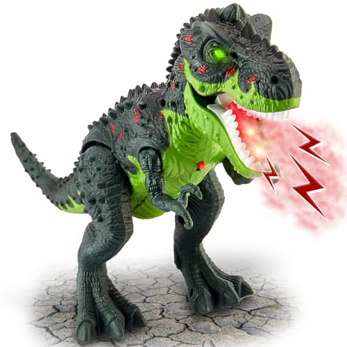 HYAKIDS Dinosaurier Spielzeug mit Sprühen, Lichtern und Brüllen, Gehen Tyrannosaurus Rex Figuren Lernspielzeug für Kinder Jungen Mädchen ab 3 4 5 Jahre, Grün von HYAKIDS