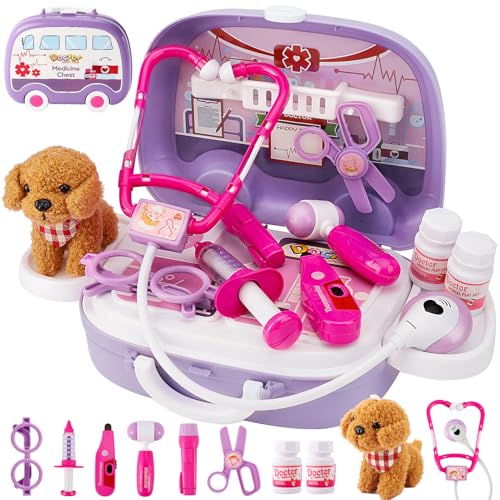 HYAKIDS Tierarzt Spielzeug Arztkoffer Kinder ab 3 Jahre, mit Hunde Spielzeug, Rollenspiel Tierarztkoffer Tierarzt Spielset Hundesalon Spielzeug, Geschenke für Junge Mädchen ab 3 4 5 Jahre HYAKIDS Tierarzt Spielzeug Arztkoffer Kinder ab 3 Jahre, mit Hunde Spielzeug, Rollenspiel Tierarztkoffer Tierarzt Spielset Hundesalon Spielzeug, Geschenke für Junge Mädchen ab 3 4 5 Jahre von HYAKIDS
