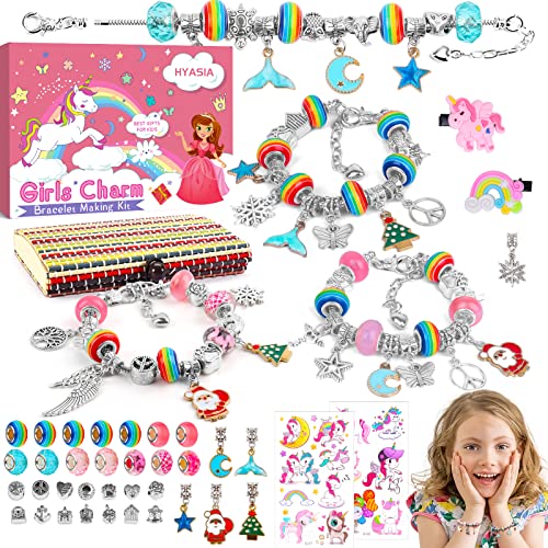 Mädchen Geschenke 5-12 Jahre Bastelset Kinder - Schmuck Basteln Armband Einhorn Spielzeug 3 4 + Jahre Geburtstag Geschenkideen, Nikolaus Mädchen Adventskalender von HYASIA