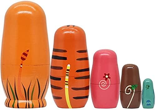 HYCLES 5 Lagen russische Nistpuppen - Holzspielzeug für Kinder ab 3 Jahren - Geschenke für Jungen und Mädchen（Löwe） von HYCLES