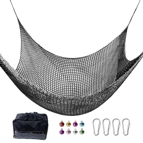 HYEIOL Kletternetz, 3 m x 3 m, doppellagig, strapazierfähig, Spielplatz-Sicherheit, Klettergerüst, Netz, für Spielplatz, Baumhaus, Hinterhof, Outdoor-Abenteuer, Schwarz von HYEIOL
