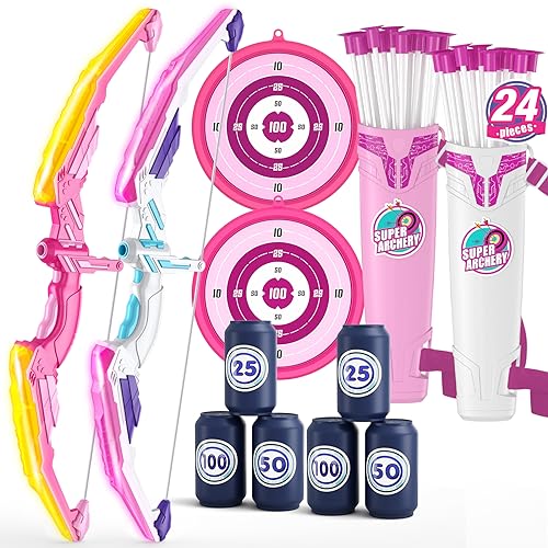 HYES 2 Pack Pfeil und Bogen Spielzeug für Kinder Bogenschießen Set mit 2 Bogen, 24 Saugnapfpfeile, 2 hängendes Ziel, 2 Pfeilhalter & 6 Score Ziele, Indoor Outdoor Spielzeug Geschenk für Jungen Mädchen HYES 2 Pack Pfeil und Bogen Spielzeug für Kinder Bogenschießen Set mit 2 Bogen, 24 Saugnapfpfeile, 2 hängendes Ziel, 2 Pfeilhalter & 6 Score Ziele, Indoor Outdoor Spielzeug Geschenk für Jungen Mädchen von HYES