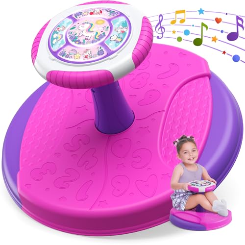 HYES Einhorn Drehstuhl für Kinder, Sit and Spin Karussell Spielzeug, 360° Spun Stuhl mit LED-Lichtern und Musik, Drehkarussell, Sensory Spielzeug Geschenk für Jungen Mädchen Alter 2-4 HYES Einhorn Drehstuhl für Kinder, Sit and Spin Karussell Spielzeug, 360° Spun Stuhl mit LED-Lichtern und Musik, Drehkarussell, Sensory Spielzeug Geschenk für Jungen Mädchen Alter 2-4 von HYES
