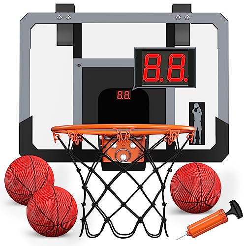 HYES Mini Basketballkorb für Kinder, Zimmer Basketball Set Mit Elektronische Anzeigetafel, 3 Ball Pumpe Indoor Outdoor Basketballkorb, Sport Spielzeug Basketball Board HYES Mini Basketballkorb für Kinder, Zimmer Basketball Set Mit Elektronische Anzeigetafel, 3 Ball Pumpe Indoor Outdoor Basketballkorb, Sport Spielzeug Basketball Board von HYES