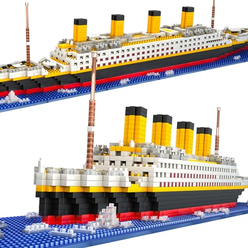 HYG Toys Titanic Micro Mini Building Blocks Set, 1860Pcs Titanic Spielzeugschiff Modellbausteine, 3D Puzzle Sets DIY Lernspielzeug Geschenk für Erwachsene und Kinder von HYG Toys