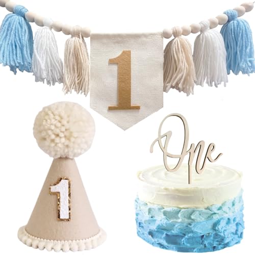HYHIOTS Hochstuhl Banner 1. Geburtstag Junge mit Geburtstagskrone Baby 1 jahr blau und Kuchendekoration Set für Jungen Babyparty Dekor HYHIOTS Hochstuhl Banner 1. Geburtstag Junge mit Geburtstagskrone Baby 1 jahr blau und Kuchendekoration Set für Jungen Babyparty Dekor von HYHIOTS