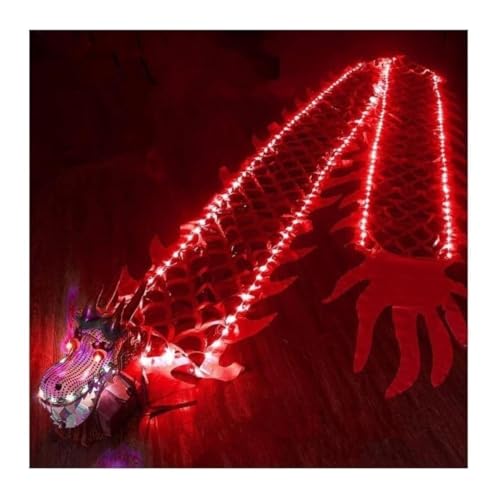 HYKJCSS Drachentanz, Löwentanz, chinesischer Drachentanz mit Licht, Drachenband, Luftschlangen, waschbar, seidenähnlich, Outdoor, chinesisches Neujahr, Seidentanz, Löwe, chinesisches Neujahr (Rosso, 3 von HYKJCSS