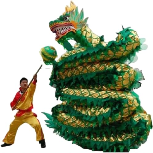 HYKJCSS Drachentanz Löwentanz 18 m Drachentanz Bronzing Tuch chinesischer Drachentanz Drachentanz Drachenband Luftschlangen Fitness Entertainment Aufführungen Chinesisches Neujahr (Grün) von HYKJCSS