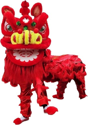 HYKJCSS Drachentanz Löwentanz Traditioneller Chinesischer Löwentanz, Verdickte Löwentanz-Requisiten, Löwentanz-Maskottchen-Kostüm, Outdoor-Sport Fitnessübung(Rood) von HYKJCSS